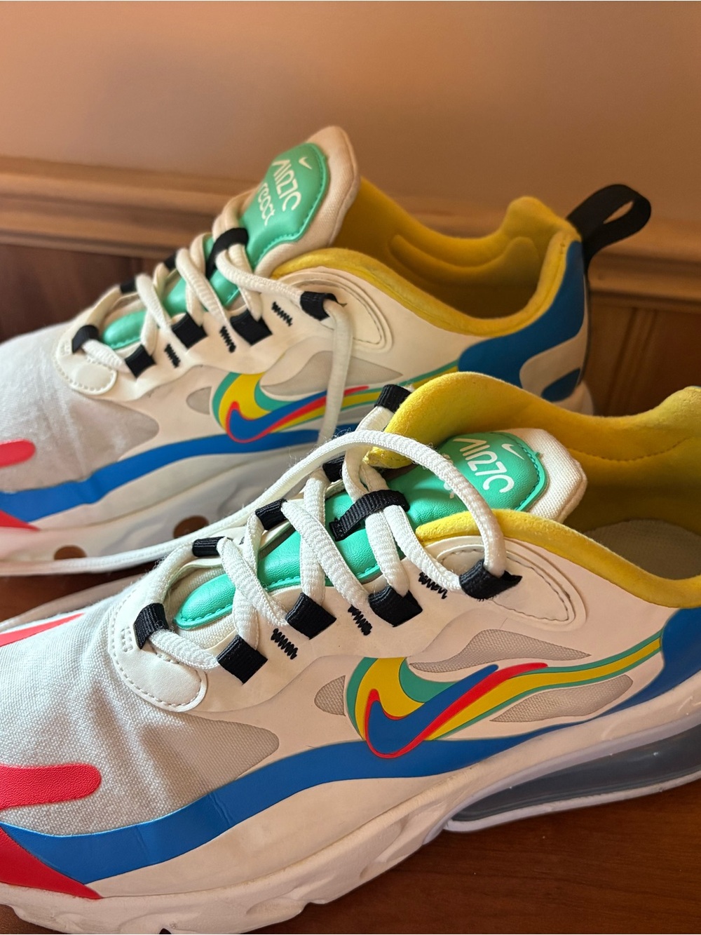 Size 8 - Nike Air Max 270 React Legend of Her White with Colorful Swoosh